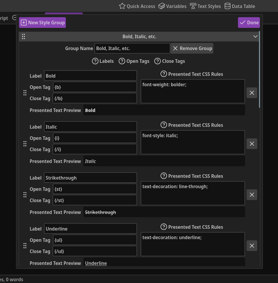 11 - Text Styles Modal